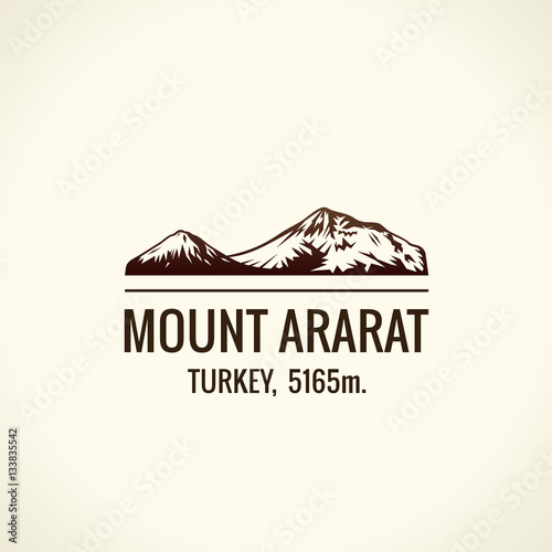 Mountain tourist vector logo. Emblem Mount adventures outdoors. Icon of the world highest mountains
