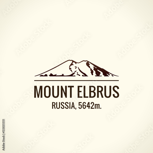 Mountain tourist vector logo. Emblem Mount adventures outdoors. Icon of the world highest mountains