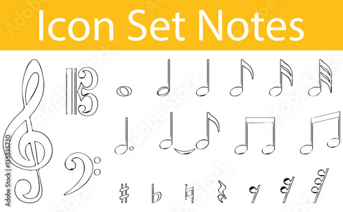 Drawn Doodle Lined Icon Set Notes I