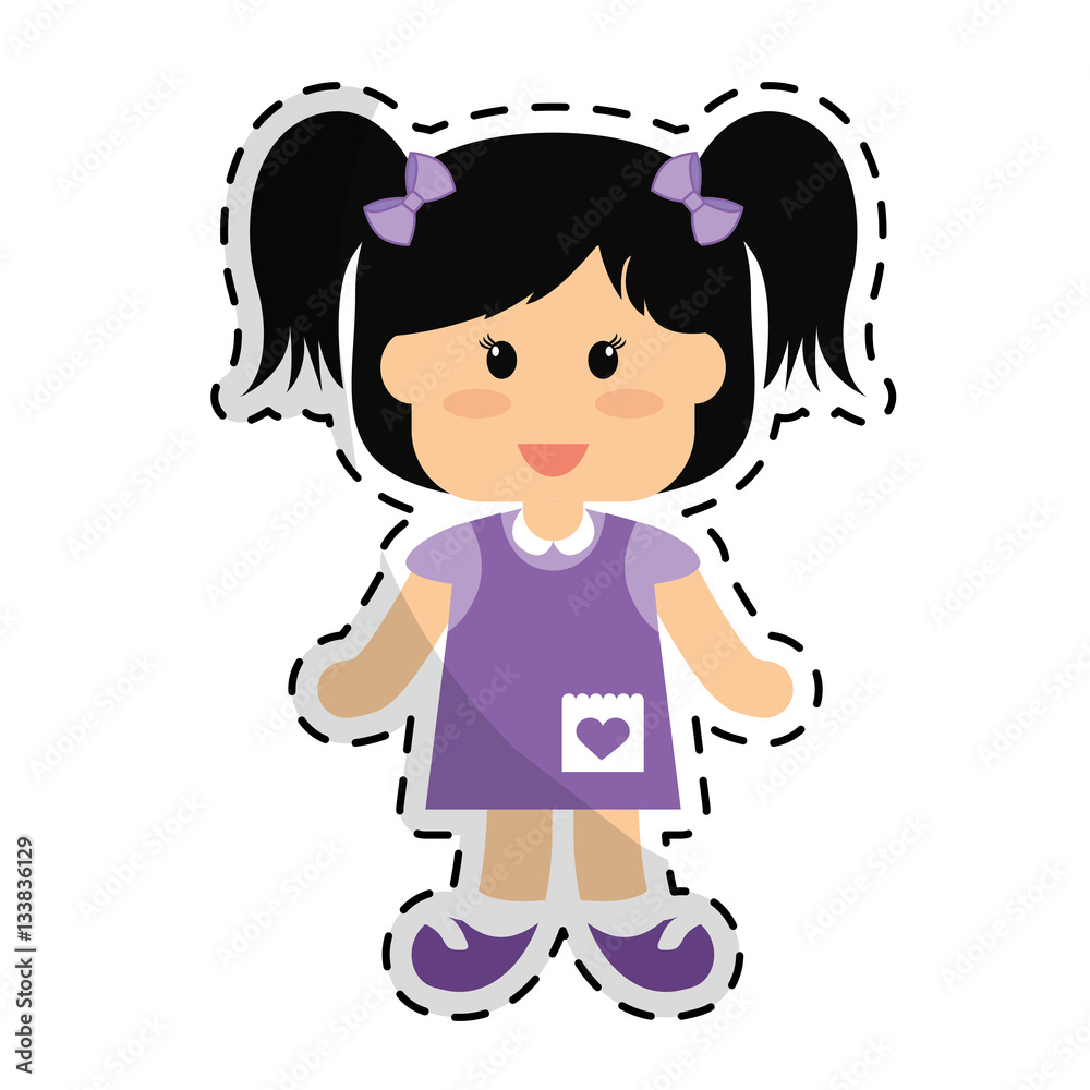 girl child icon image sticker vector illustration design 