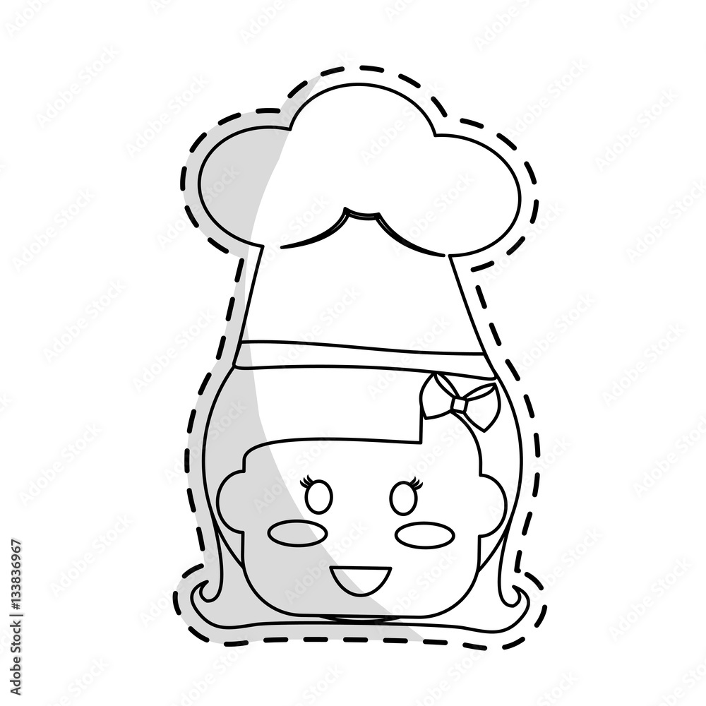 cute kid wearing chef hat over white background. vector illustration