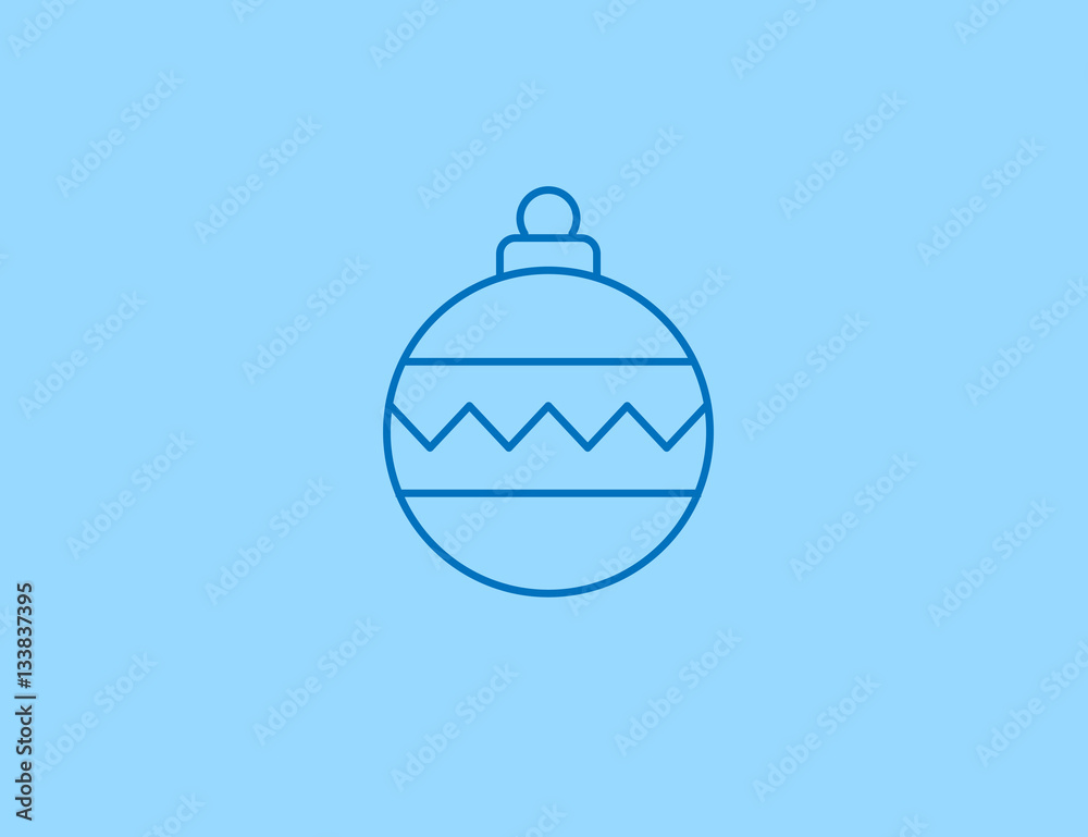 Vector flat line christmas ball symbol