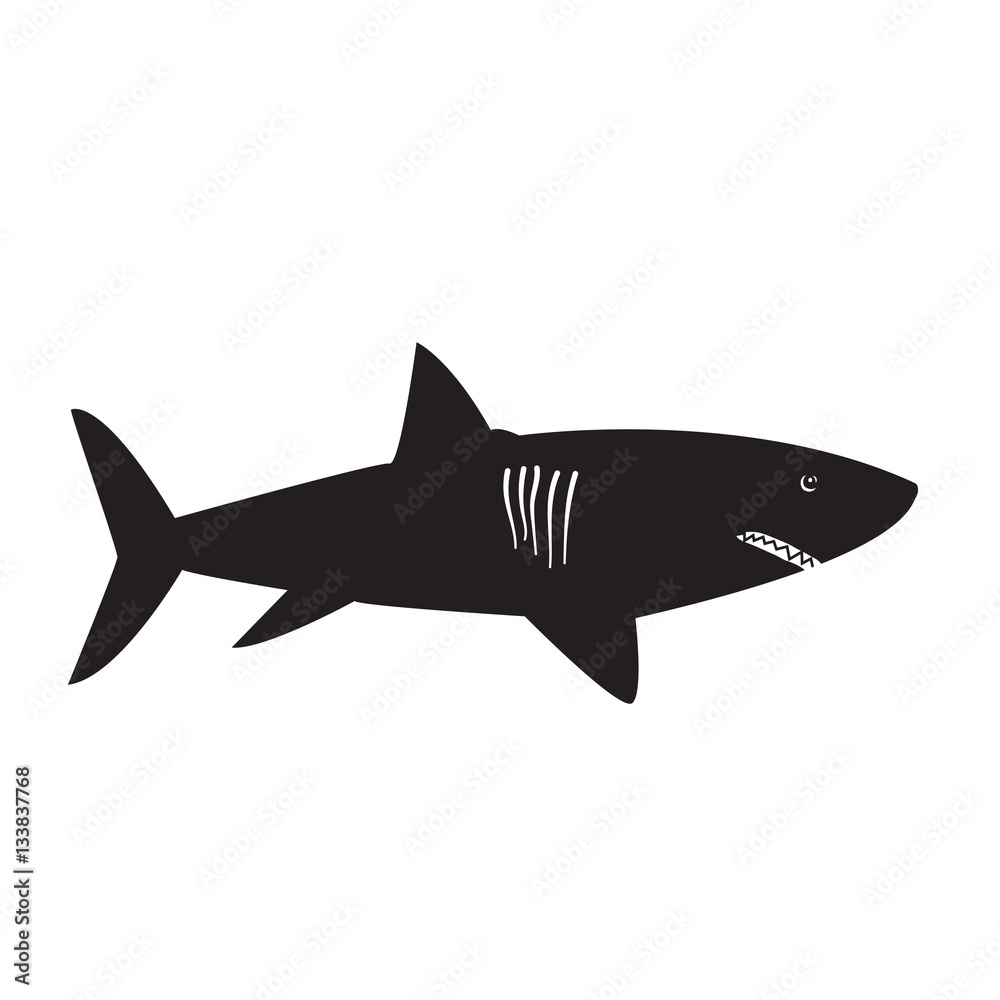 Obraz premium Shark black symbol on the white