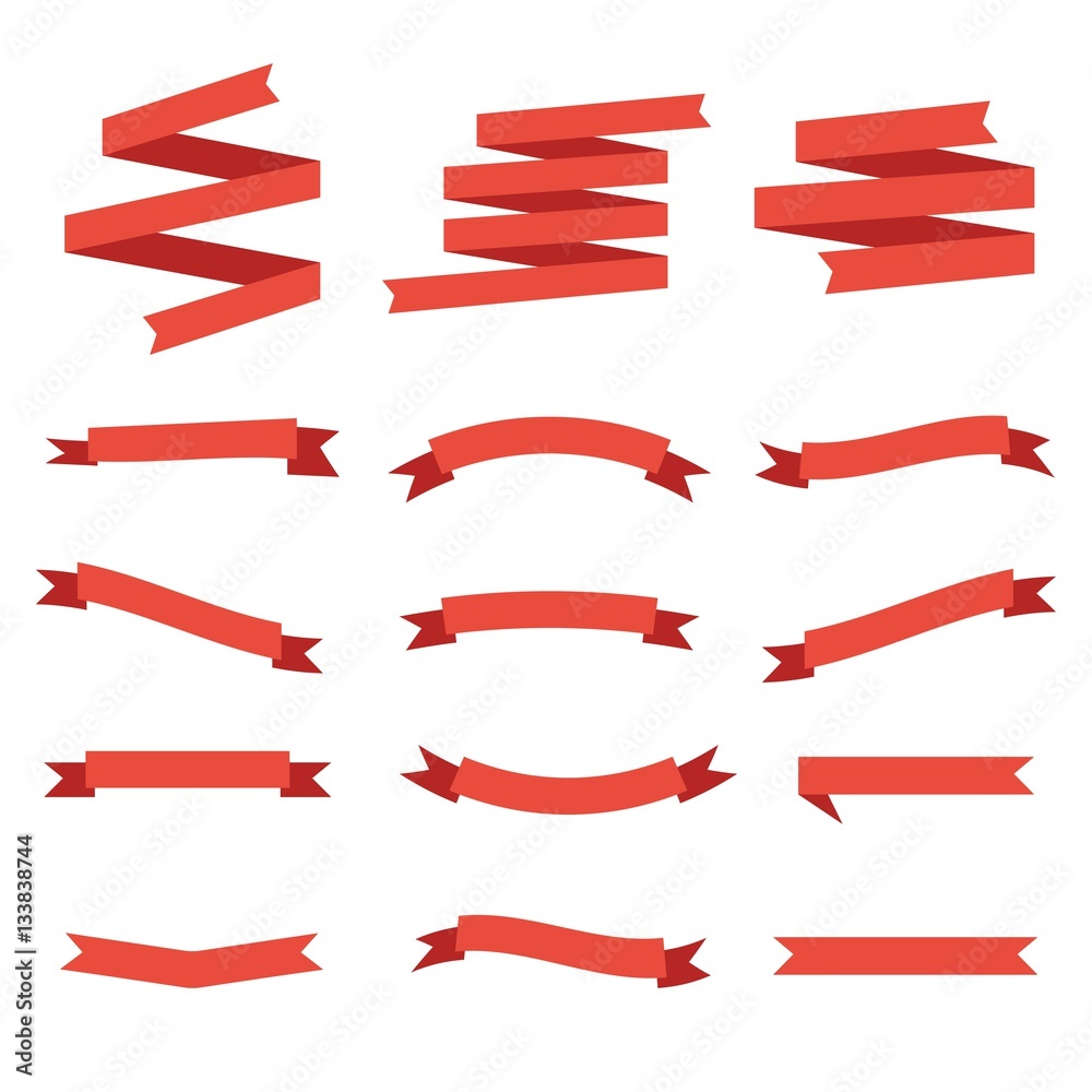 Paper banners ribbons in origami style. Set of banner red ribbon templates for decoration and advertisement. White background. Vector illustration Paper banners ribbons in origami style. Set of banner red ribbon templates for decoration and advertisement. White background. Vector illustration