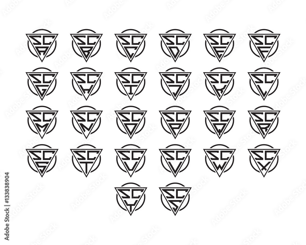 initial letter logo circle triangle set
