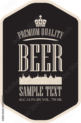 label beer with the old town and the crown