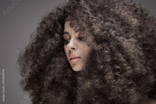 Beauty portrait of girl with afro.