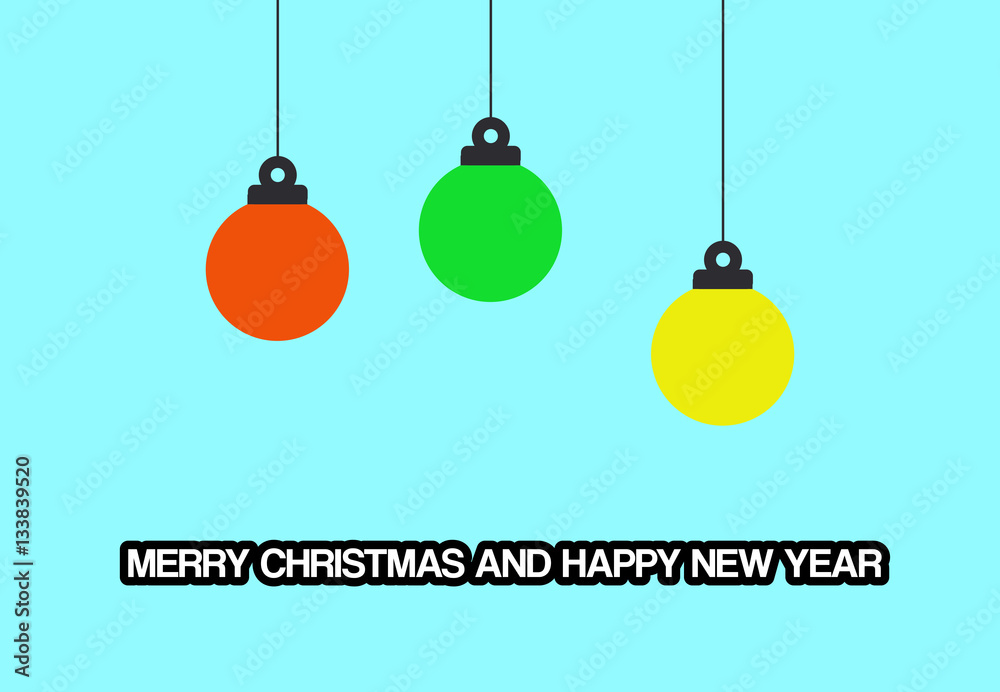 Vector modern colorful christmas balls with greeting text