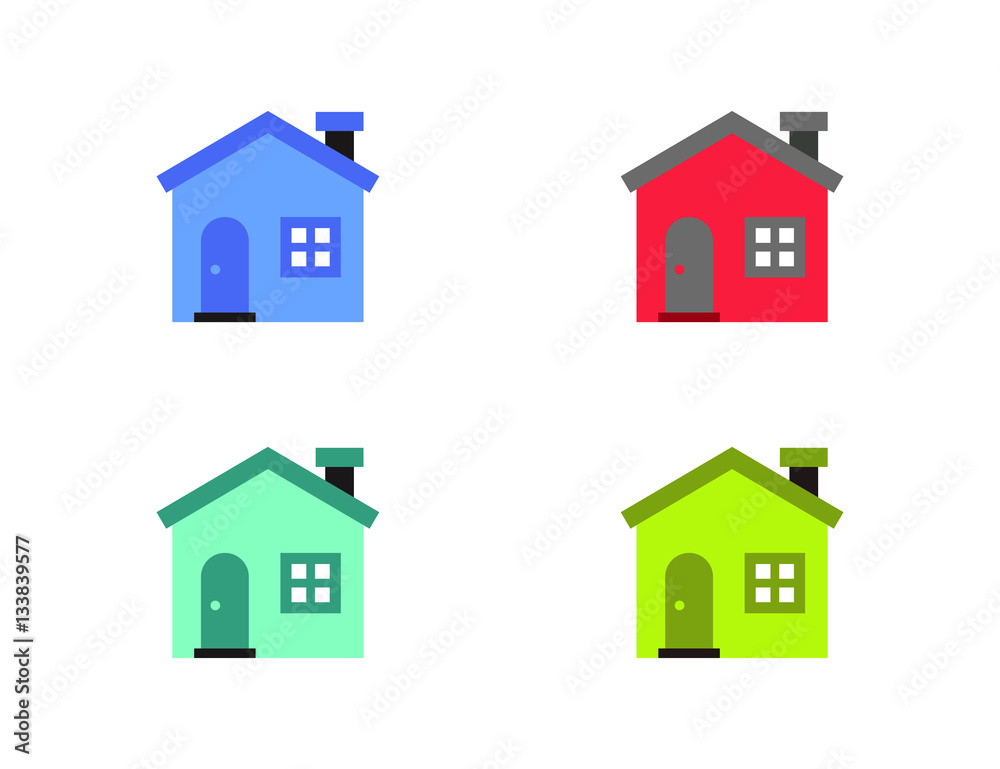 Vector colorful set of houses icons