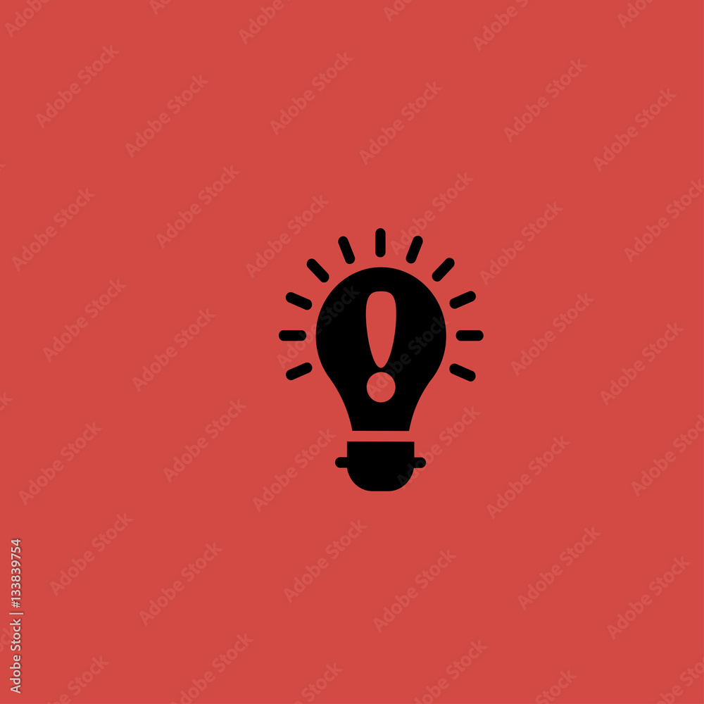 lamp with attention icon. flat design lamp with attention icon. flat design