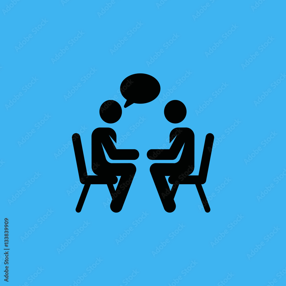 Conference icon. People sitting at a table. flat design