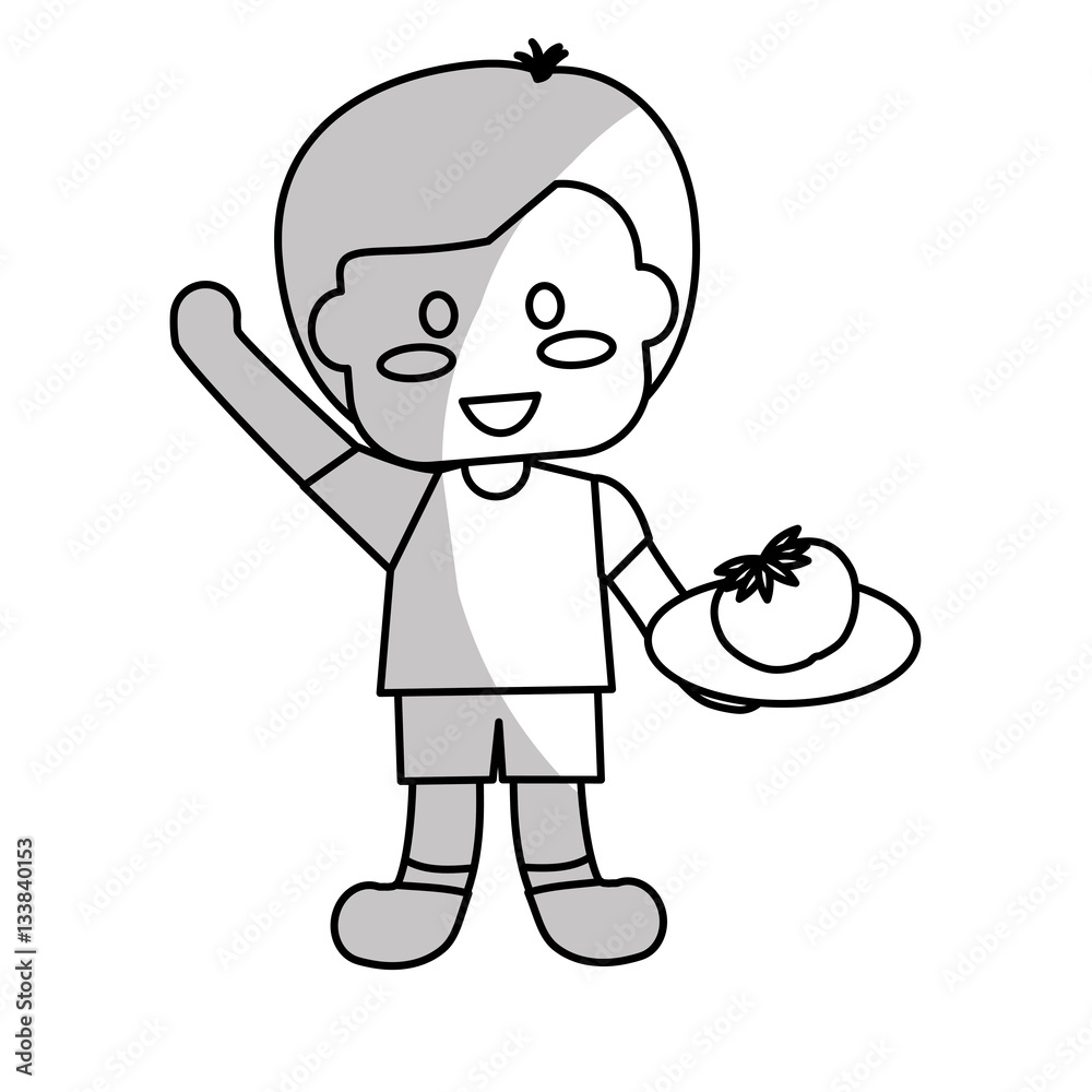 happy child with healthy eating related icons image grey and white vector illustration design happy child with healthy eating related icons image grey and white vector illustration design