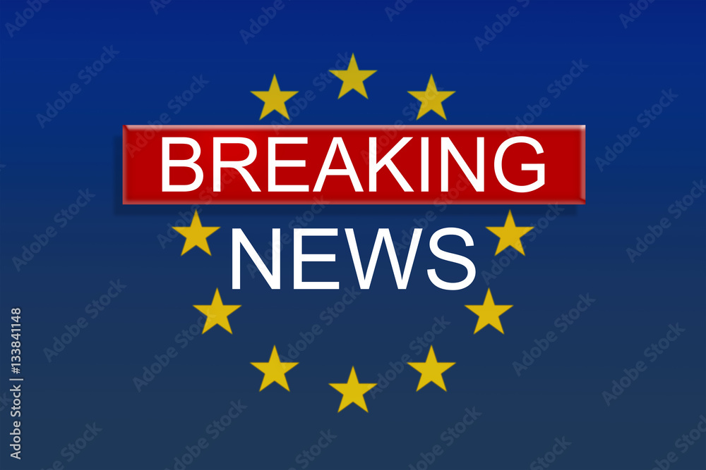 European Union News Background: Breaking News With EU Flag, 3d illustration European Union News Background: Breaking News With EU Flag, 3d illustration
