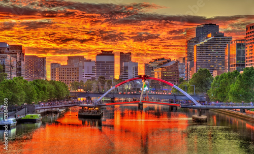 Sunset over the Yarra River in Melbourne, Australia