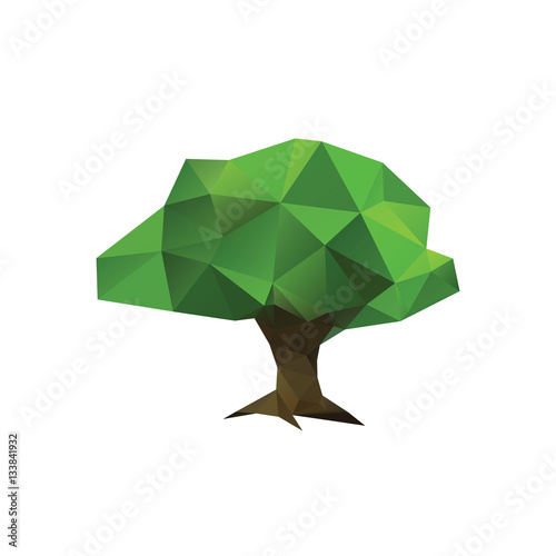 Green mosaic tree isolated.