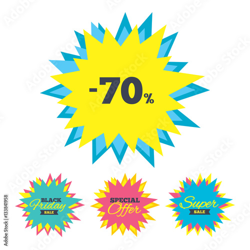 70 percent discount sign icon. Sale symbol.