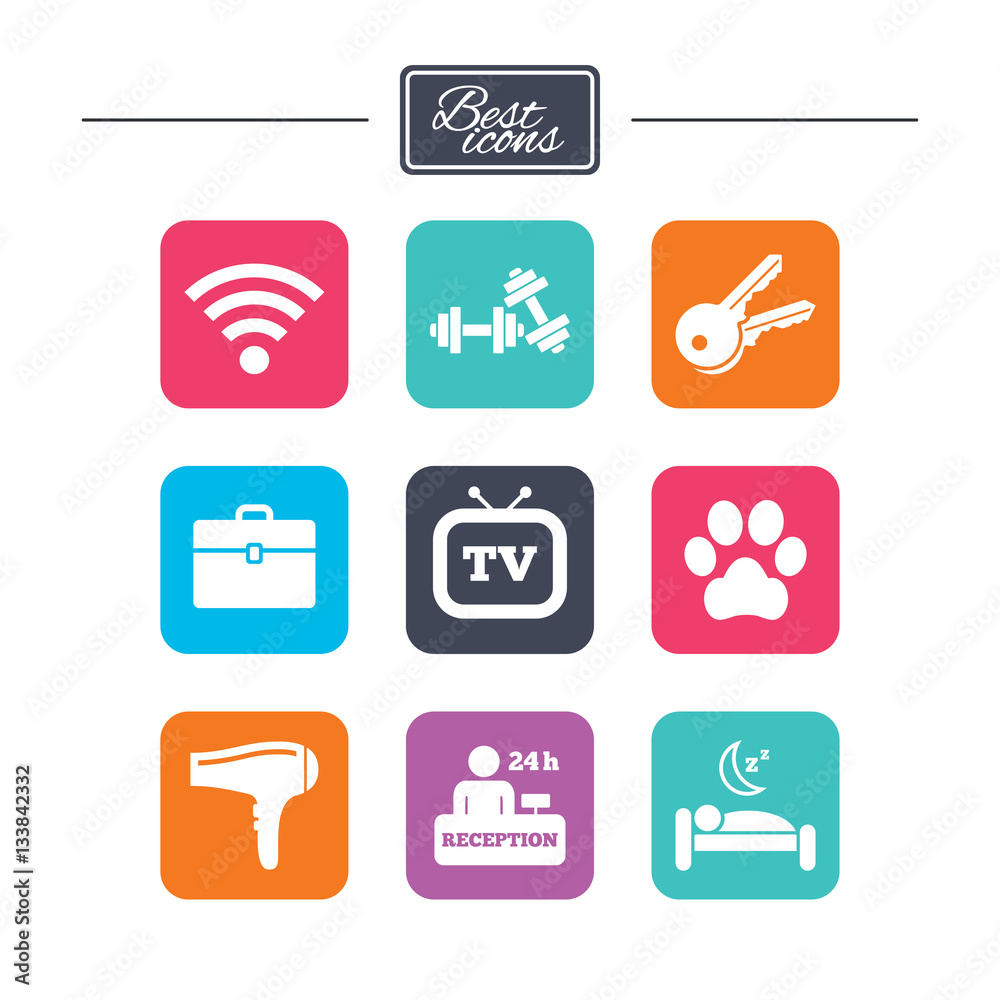 Hotel, apartment service icons. Wi-fi internet. Hotel, apartment service icons. Wi-fi internet.
