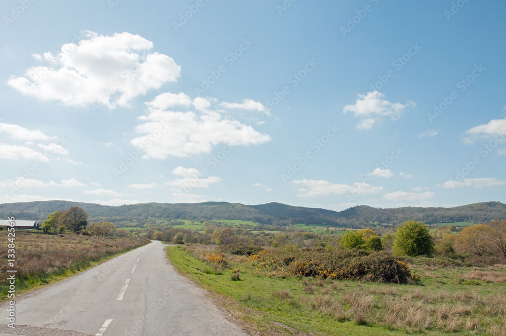 Summertime roads in the Malvern hills in Worcestershire, England.