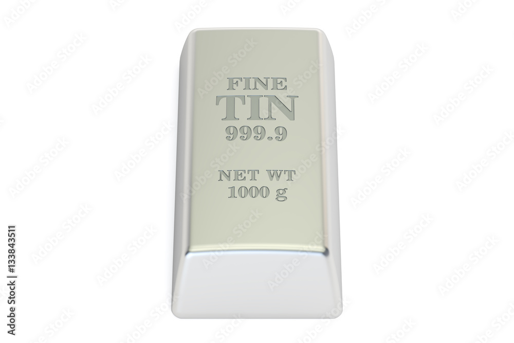 Tin ingot, 3D rendering Tin ingot, 3D rendering