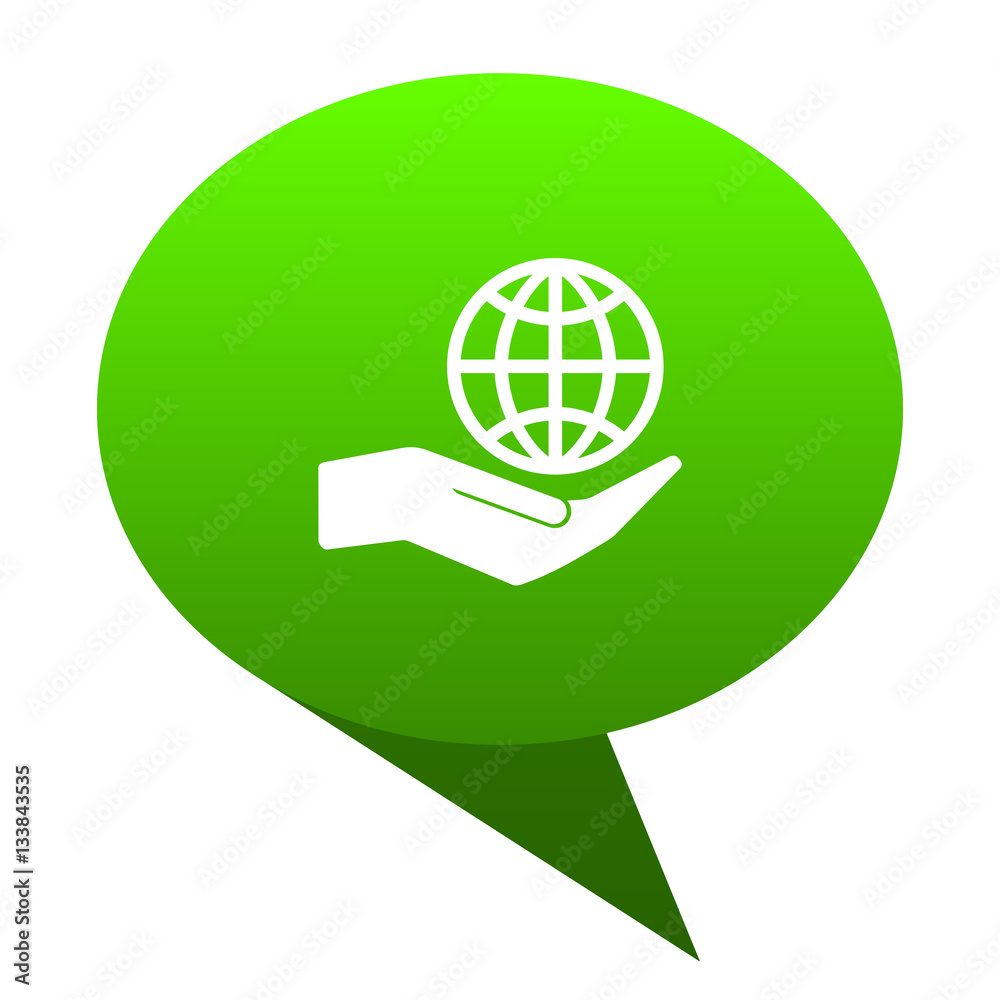 Hand protect the earth green bubble icon Hand protect the earth green bubble icon