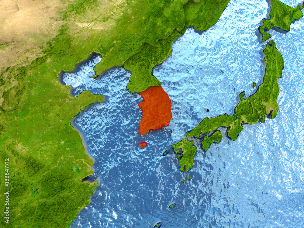 South Korea in red