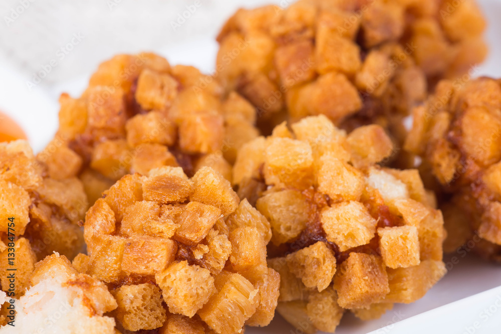 shrimp balls covered with croutons shrimp balls covered with croutons