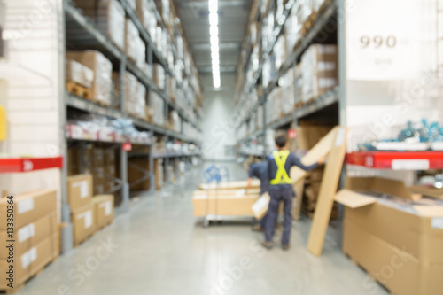 blur picture background  of warehouse shopping in furniture mall .