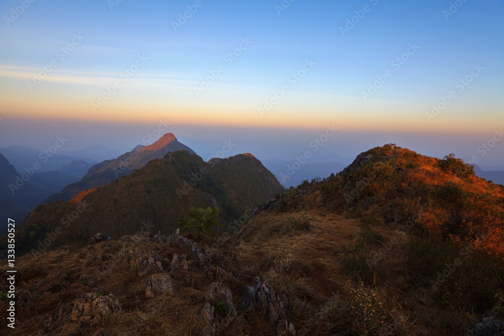 Landscape sunrise at Doi Luang Chiang Dao, High mountain in Chia