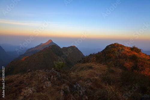 Fototapeta Naklejka Na Ścianę i Meble -  Landscape sunrise at Doi Luang Chiang Dao, High mountain in Chia
