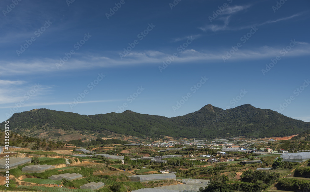 View for Langbiang hill near Da Lat city