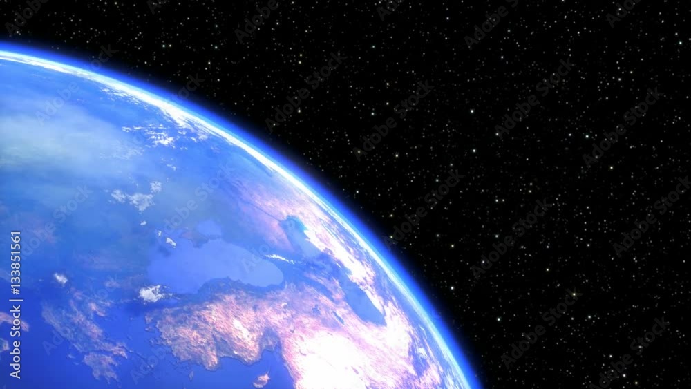 rotating planet earth in space closeup. seamless loop - 3D render