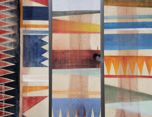 Abstract geometric patterns on wood