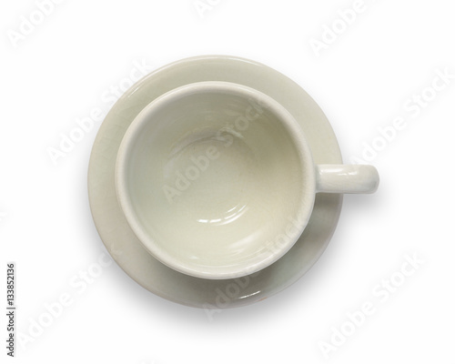 Empty coffee cup isolated on white background.