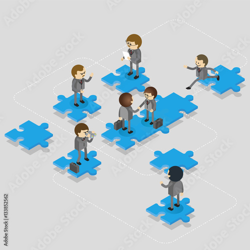 Group of Businessman stand on puzzle