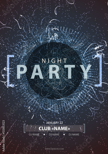 Night Disco Party Poster Background