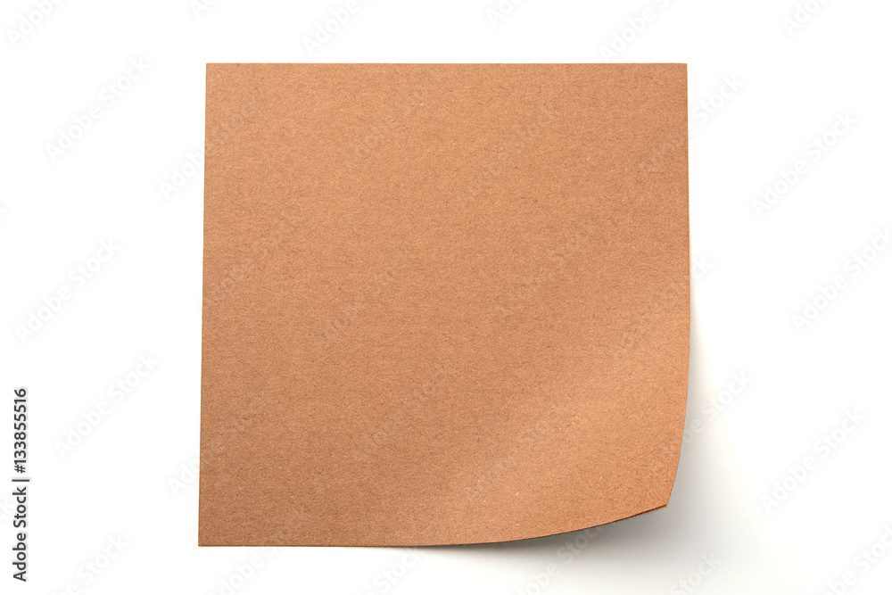 Brown paper stick note on white background Brown paper stick note on white background