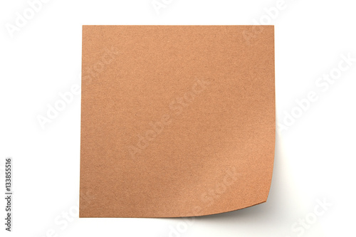 Brown paper stick note on white background © ipuwadol