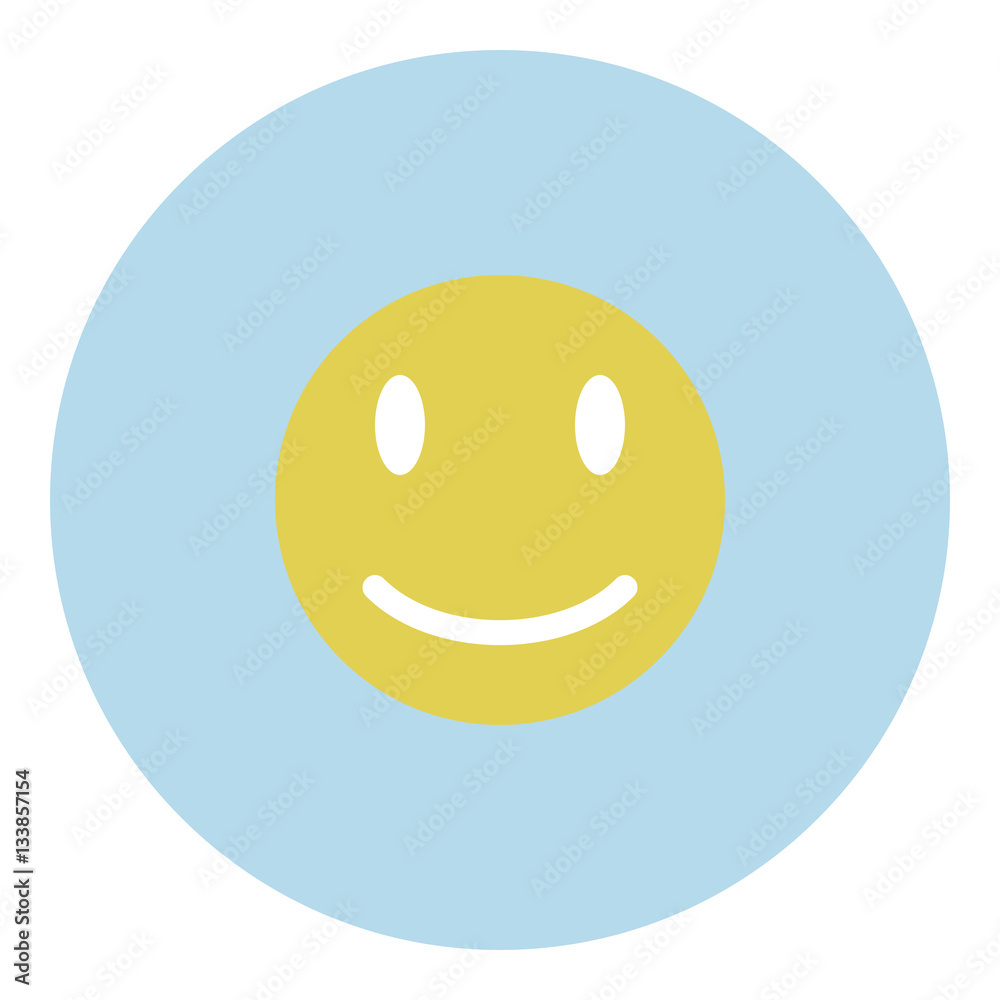 Fototapeta premium Smiley icon - Flat design, glyph style icon - Blue circle yellow smiley