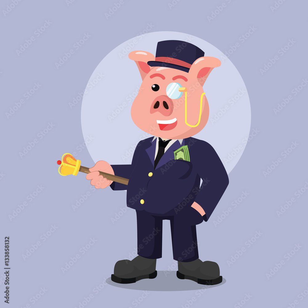 fat rich pig illustration design