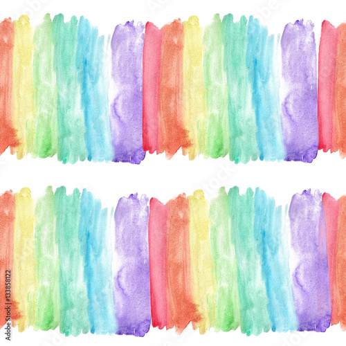 Watercolor seamless pattern background illustration in rainbow colors.