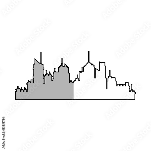 silhouette of city over white background. vector illustration