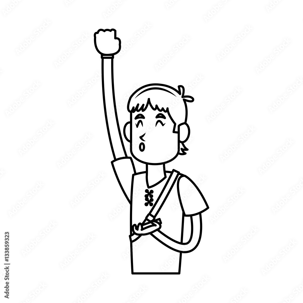 man cartoon using a smartphone over white background. vector illustration man cartoon using a smartphone over white background. vector illustration