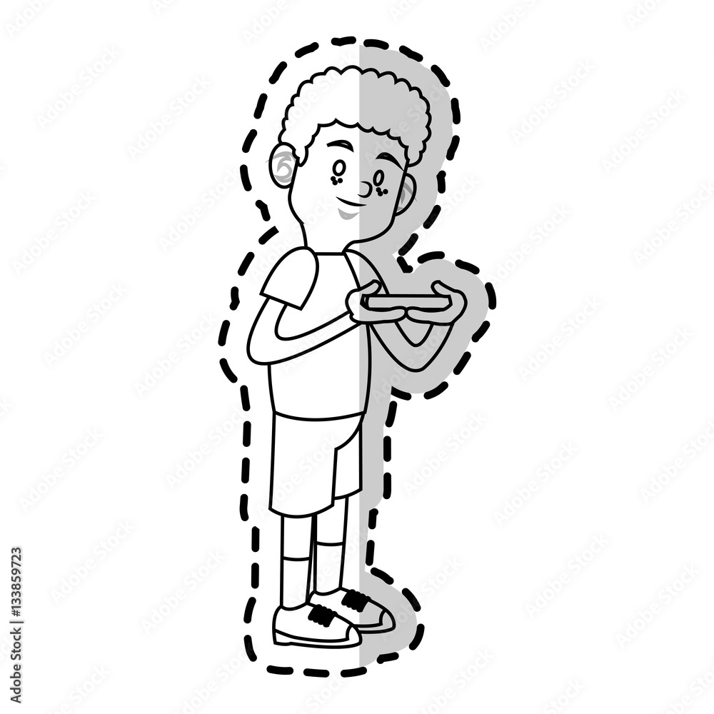 boy cartoon playing videogames over white background. vector illustration boy cartoon playing videogames over white background. vector illustration