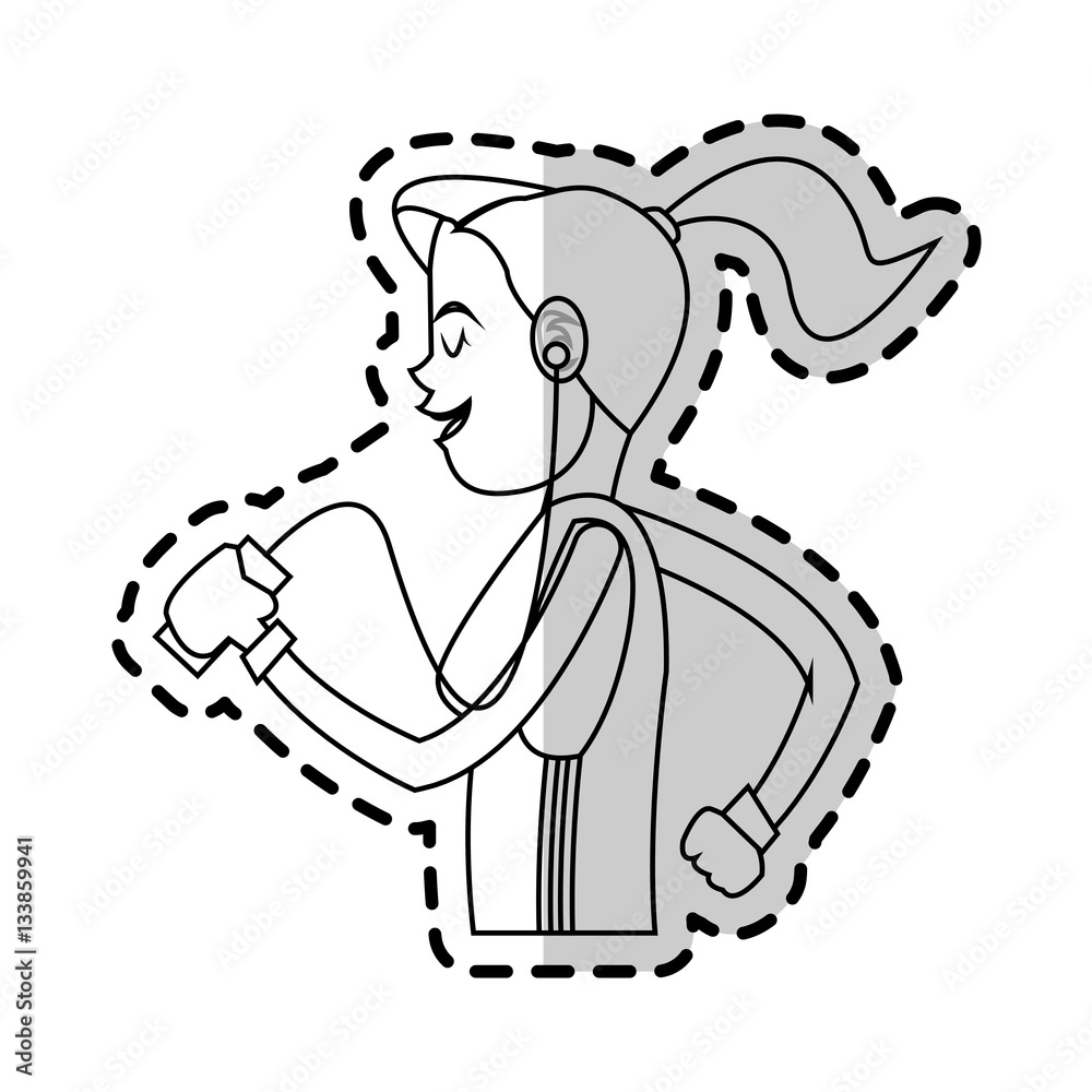 Fototapeta premium woman cartoon listening music over white background. vector illustration