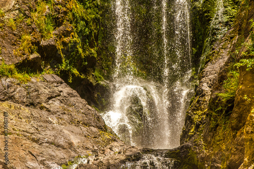 beautiful water fall in forest  new zealand  waipu  piroa falls