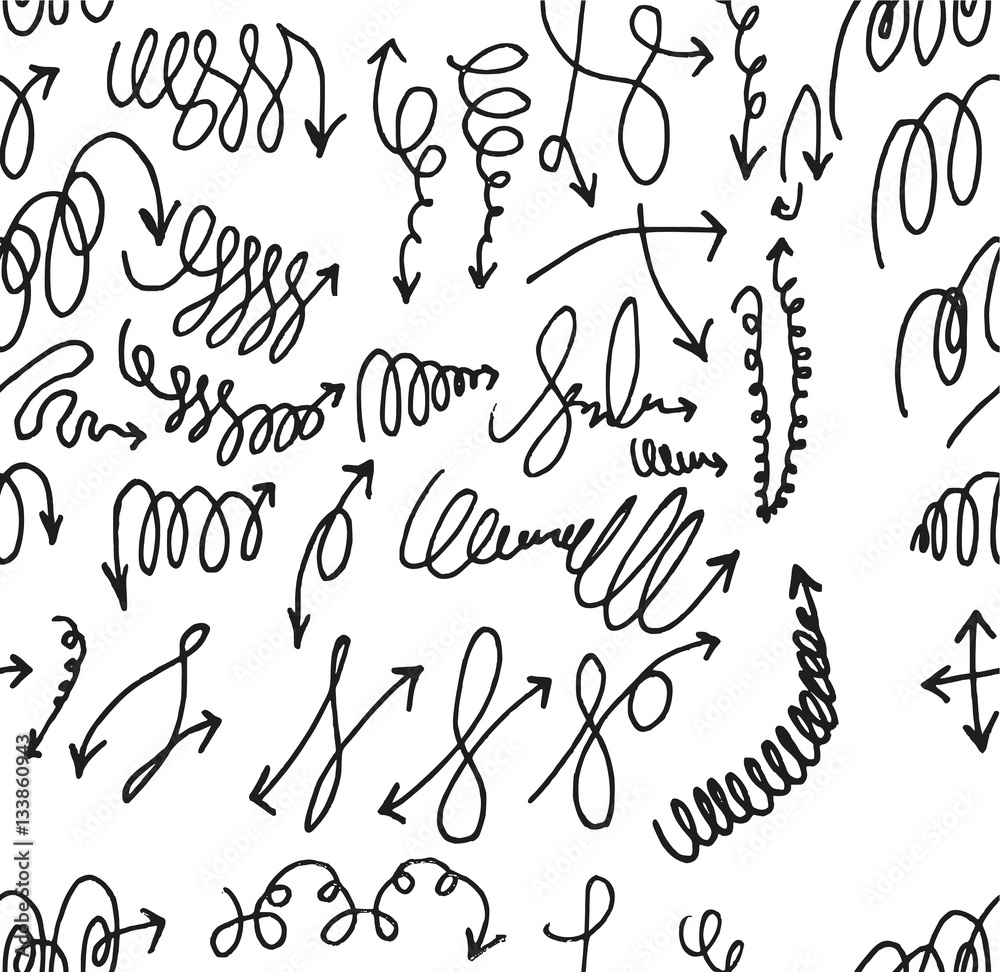 hand-drawn doodle seamless pattern with arrows