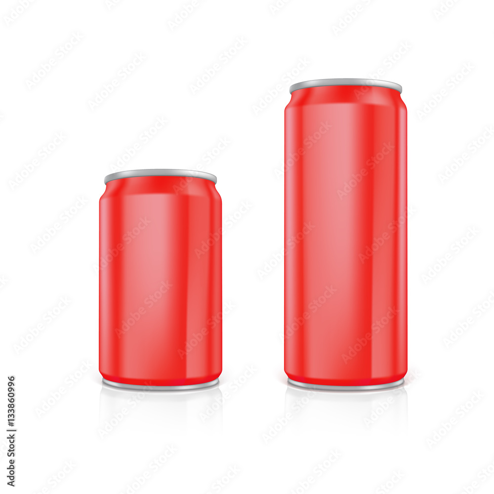 Set of red blank aluminium cans. Drawn with mesh tool. Fully adjustable and scalable Set of red blank aluminium cans. Drawn with mesh tool. Fully adjustable and scalable