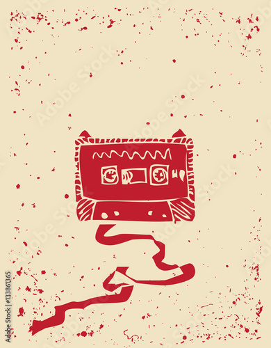Throwback style summer concert poster. Indie music producer flyer poster with copyspace. Indie band, rap mogel, mix tape, retro cassette art layout.
