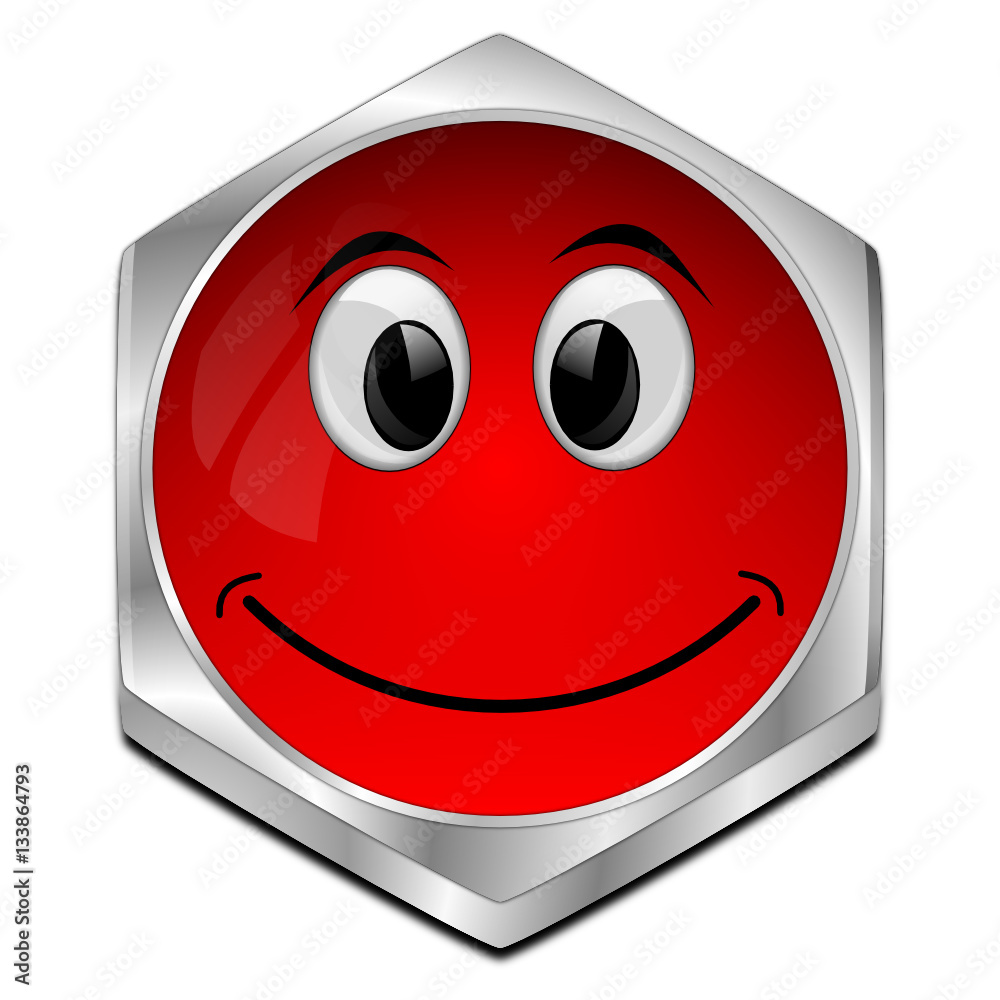 Button with smiling face - 3D illustration Button with smiling face - 3D illustration