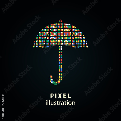 Umbrella - pixel illustration.